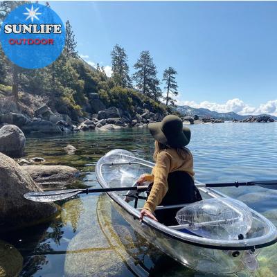 China Warter Sports ISO and CE Certificate Approved Sun Life Cheap Glass Bottom Fishing Kayak for 2 Person Clear PC Transparent for sale