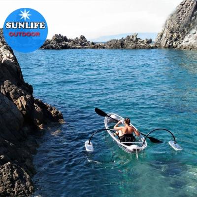 China Warter Sports 2020 SUNLIFE Durable Clear Bottom Canoe See Clear Through Canoe With Outrigger For Sale for sale