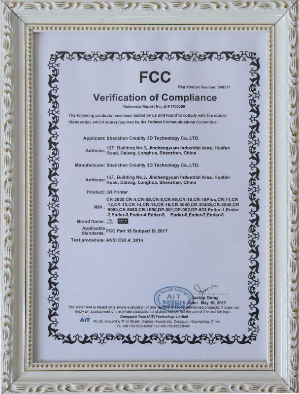 FCC - Shenzhen Creality 3D Technology Co. , Ltd.