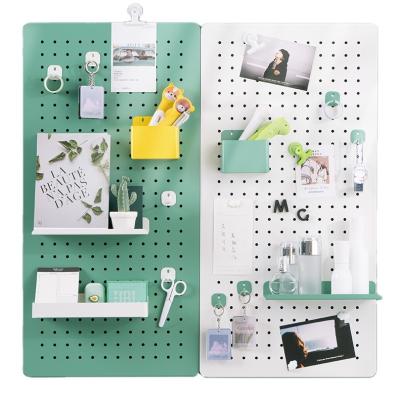 China Modern Good Quality Non-perforated Wall Display Pegboard Home Office Metal Porch Hanging Pegboard Wall Storage Rack for sale