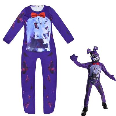 China Custom Made Halloween Adult Five Nights Hororr Bear Jumpsuit Cosplay Costume Zentai With Mask for sale