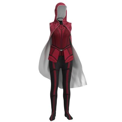 China Custom Halloween Wanda Vision Scarlet Witch Cosplay Costume Jumpsuit Sexy Adult Halloween With Cloak for sale