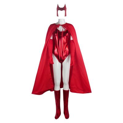 China Custom Halloween Wanda Vision Scarlet Witch Red Cosplay Costume Jumpsuit Sexy Halloween Adult With Cloak for sale