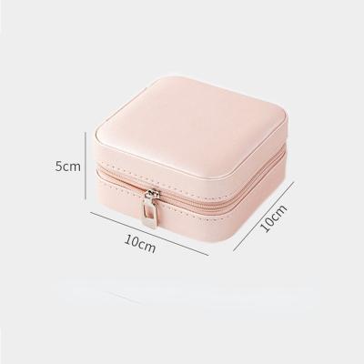 China Leather Jewelry Box Ring Storage Necklace Earrings Travel PU Storage Bag Simple Portable Institute of Statistics Ring Earring Necklace Bracelet Small for sale