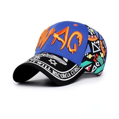 China 2022 COMMON Fashion Embroidered Printing 4 Colors Street Baseball Sports Sunscreen Adjustable Breathable Cotton Hat for sale