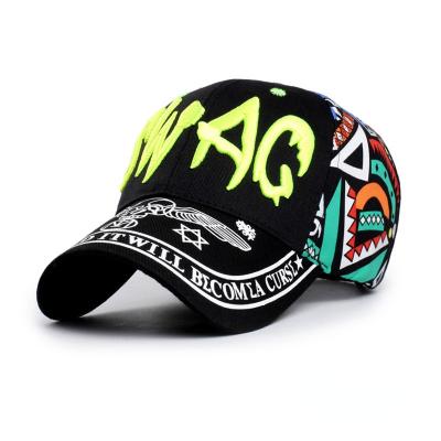 China 2022 COMMON Fashion Embroidered Printing 4 Colors Street Baseball Sports Sunscreen Adjustable Breathable Cotton Hat for sale