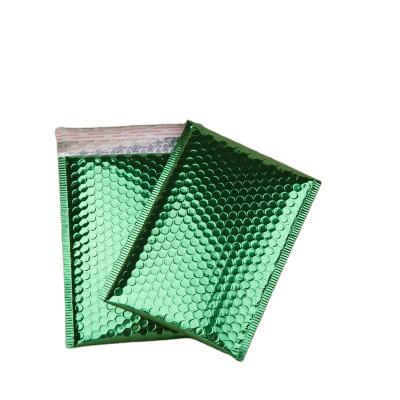 China Custom Logo Metallic Aluminized Poly Film Green Jewelery Lip Gloss Phone Express Packing Shockproof Padded Bubble Envelope Bags for sale