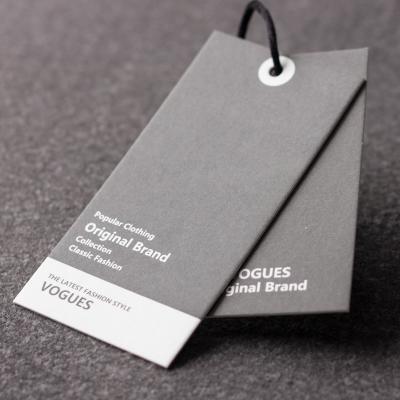 China ECO Sustainable Recycled Tag Matte Finish Paper Garment Gray Paper Tag For Garment for sale