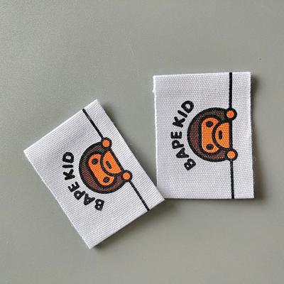 China Viable Custom Printed Cotton Yarn Fabric Neck Label Clothing Care Label For Swimwear Clothes for sale