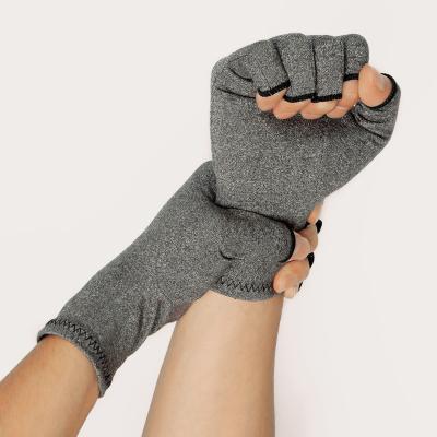 China Popular High Quality Amazon Flexible Hot Selling Finger Style Compression Arthritis Hand Gloves Gray Fingerless Cotton Hand Glove for sale