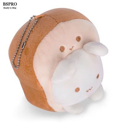 China Custom Cute BSpro #BK021 Plush Toy Small Stuffed Bread Plush Toy With Rabbit Key Chain for sale