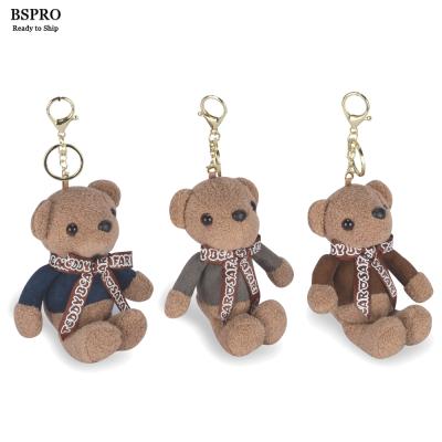 China BSpro #MPKB023M Wholesale 10cm Stuffed Bear Plush Toy Promotion Plush Key Chain Keychain Sold By The Set for sale