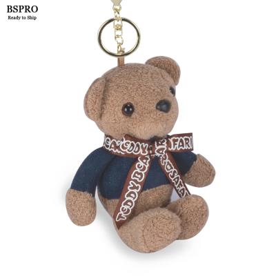 China BSpro Wholesale BSpro #MPKB023BE 10cm Stuffed Bear Plush Toy Promotion Plush Toy Keychain Key Chain Blue for sale