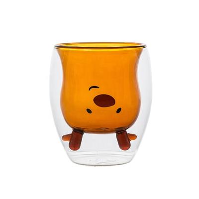 China Creative Small Bear Wall Mug Water Beer Cup Latte Coffee Borosilicate Sustainable Hot Selling Glass Mug Double for sale