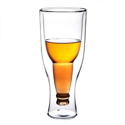 China 350ml Durable High Borosilicate Glass Double Wall Beer Stoneware Mugs Shatterproof Transparent Mugs for sale