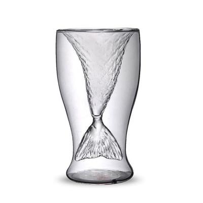 China Viable Creative Mermaid Cocktail Glass Double Wall Wine Glass Cup for sale