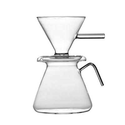 China Viable Heat Resistant Coffee Sharing Pot Glass Filter Cup Drip Hand Brew Coffee Pot Set for sale