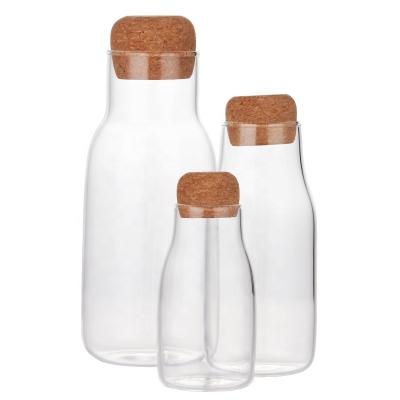 China Glass Jar Japanese Style Viable Corked Glass Jar Heat Resistant Glass Bottle for sale