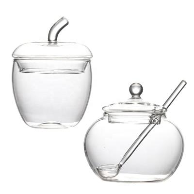 China Factory Viable Wholesale Logo Minimalism Glass Jar Customizable For With Glass Cover For Food Storage for sale