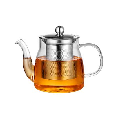 China Sustainable Customized Transparent Glass Teapot With Safe Glass Kettle Above Removable Infuser Stove for sale