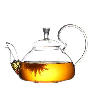 China Fashionable Healthy Viable Glass Teapot Heat Resistant Manufacturer Borosilicate Glass Teapot with Infuser for sale