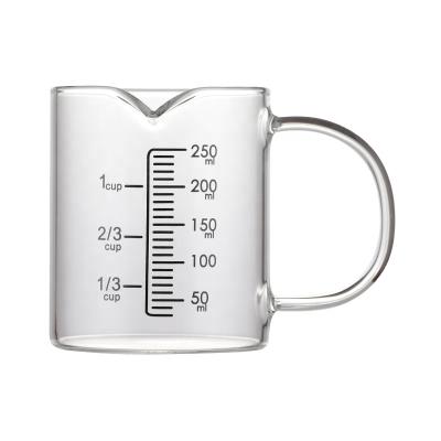 China Glass Measuring Cup With Scale Household Heat Resistant Glass Cup for sale