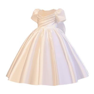 China Lovely Bow Design Anti-Static Sleeveless Girl Wedding Party Dresses For Girls 2-12 Years Old for sale