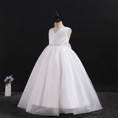 China Lovely Bow Design Anti-Static Sleeveless Girl Wedding Party Dresses For Girls 2-12 Year Old Girls Swimwear for sale