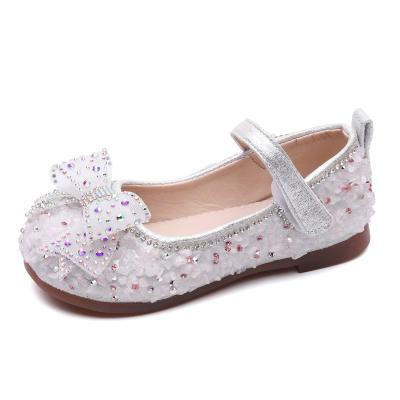 China 2021 new spring children's smart diamond children's shoes Sweat-absorbent bow princess shoes soft soled dancing shoes for sale