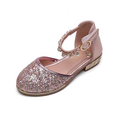 China 2021 Summer New Girl's Anti-static Shiny Princess Shoes Catwalk Crystal Show Student Single-shoe Girls Sandals Dance Shoes for sale