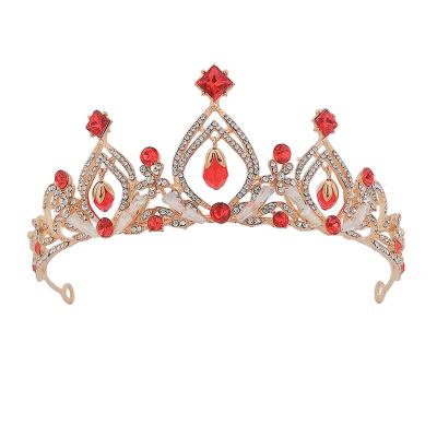 China Alloy. Red Korean Children's Crown Tiara Princess Birthday Girl Crown Host Host Show Hair Accessories for sale