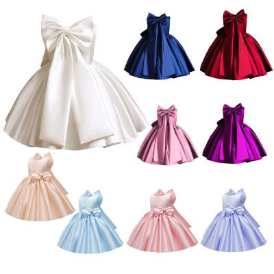 China Wholesale Girl's Birthday Host Performance Girl's Dress Children's Tutu Girl Princess Dress Glossy Anti-Static Shiny Satin Children's Dress for sale