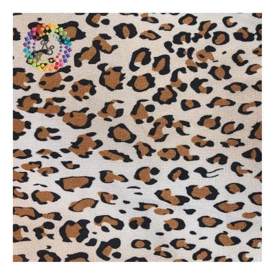 China Shiny Stretch Animal Style Leopard Print Satin Fabric for sale