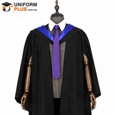 China Luxury High Quality Custom Made School Pleat Bachelor Bachelor Degree Graduation Long Gown And Black Graduation Gown for sale