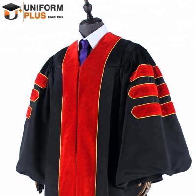 China Bachelor Customized Black Graduation Academic Doctoral Regalia for sale