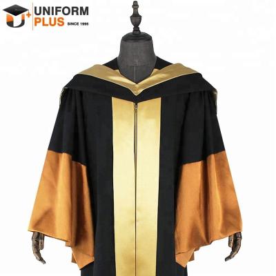 China School Customized Academic Gold Regalia Graduation Graduation Gown And Robe for sale