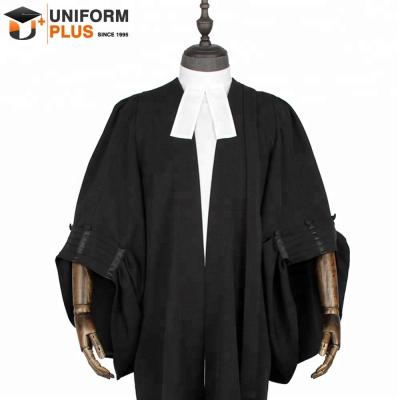 China Suitable for the world high-quality traditional black court robe and barrister robe for sale