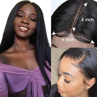 China Alinybeauty Straight 30 32 Inch Glueless Lace Front Human Hair Wigs For Colored Women Brazilian 4X4 Closure Wig Baby Hair Pre Plucked for sale