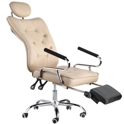 China Fashion Designs Modern Reclining Leather Executive Office Chair (Height) Beige Furniture With Footstool B634 for sale