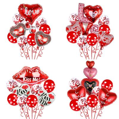 China Gift Toy Wholesale New Custom Big Love Party Decoration Love Heart Foil Balloon Set Happy Valentines Day Balloons for sale