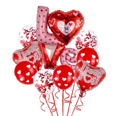 China Latex balloon/decorations party supplies/hot sale custom big love party decoration red love heart foil balloon balloon set set happy valentines day balloons for sale