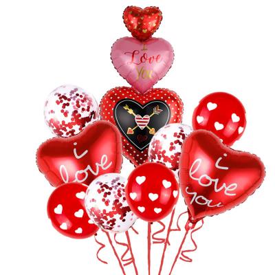 China Gift Toy Fashion Custom Big Love Party Decoration Love Heart Foil Balloon Set Happy Valentines Day Balloons for sale