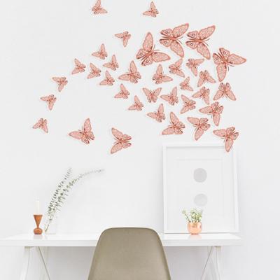 China Hollow-out 3d Glitter Butterfly Stickers Wall Stickers Art Decorative Sticker WALL STICKER Wall Decoration for sale