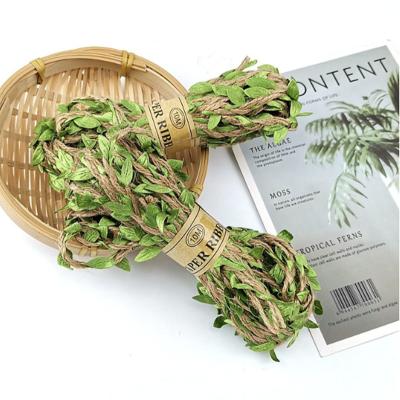 China DIY Decorative Craft Hemp Rope Wrapping Artificial Green Leaves Wall Decor Rustic Vines Hanging Leaf Hemp Rope for sale