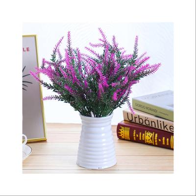 China Hot Sale Fashional Lavender Flowers Decoration Simulation Flower Bouquet Artificial Plastic Plant Potted Dry Flowers for sale