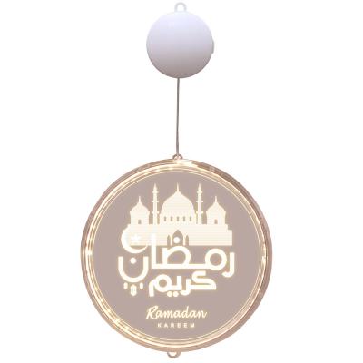 China Eid/Ramadan Decorations/Muslim Festival Suction Cup Window Lamp/Balloon Set Sale New 2022 Aluminum Lights Muslim Ramadan Decorations 3D Ramadan Lights for sale