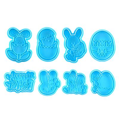 China Cute Stocked Set of DIY Easter Bunny Egg Silicone Mold Cartoon Bunny Cookies Easter Cookie Mold for sale