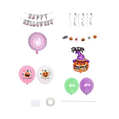 China Awe Terror Halloween Pull Flag Spiral Ornaments Bat Pumpkin Foil Balloon Event Halloween Decorations for sale