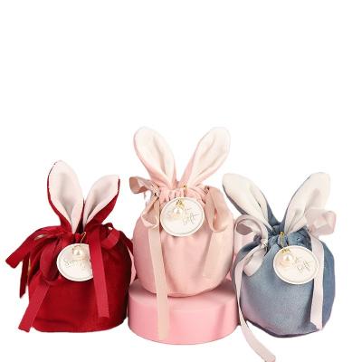 China Lovely colorful hot sale dropshipping fashionable plush velvet rabbit decoration Easter bags for sale