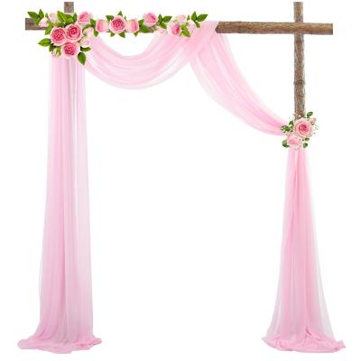 China Wedding Stage Outdoor Veil Wedding Wallpaper Design Window Fast Shipping Wedding Decor Backdrop Tulle Curtain Backdrop for sale